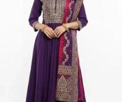 Limited Offer: Royal Purple Embroidered Anarkali Set – Rs. 2,799 Only