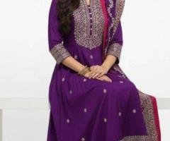 Limited Offer: Royal Purple Embroidered Anarkali Set – Rs. 2,799 Only
