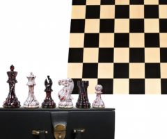 Texture Painted Staunton Boxwood Chess Pieces with 17.7" Solid Eb – Royal Chess Mall India - 1