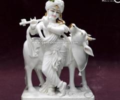 Exquisite Krishna Marble Statue and Krishna Marble Idol