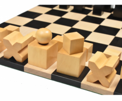 Bauhaus Combo Ebonised Boxwood Chess Pieces + Ebony Chess Board – royalchessmall - 1
