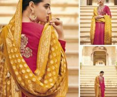 Buy Now: Experience Benarasi Brilliance with Pure Silk Weaving and Bandhej Dupatta Ensemble - 1