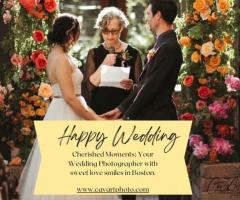 Cherished Moments: Your Wedding Photographer with sweet love smiles in Boston.