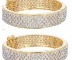 Ethnic Gold Plated Ad CZ Bangles Set Online Purchase