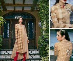 Buy Now: Effortless Glamour - Hand-Embroidered Chanderi Zari Checks Dress