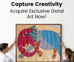 Gond Inspired Canvas| 'Hiraman Urweti - Gond 1' - 30x36 Inches - Artistry Unleashed