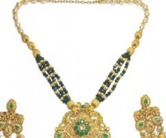 Brass Necklace Set with White Pearls in Ahmedabad - Akarshans
