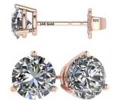 Beauty of Central Diamond Center's 14K Solid Gold Post 4 Prong CZ Stud Earrings