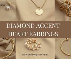 Diamond Accent Heart Earrings | Stalliongems Online Shop UK