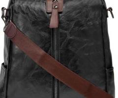 Get Textured Black Leather Backpacks for Women Online By Vismiintrend