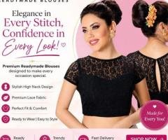 Buy High Neck Blouse Readymade Online | Stylish Readymade High Neck Blouse