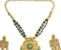 Brass Necklace Set with White Pearls in Ludhiana Akarshans