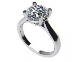 Platinum-Plated Round Cut Zirconia Lucita Engagement Ring"