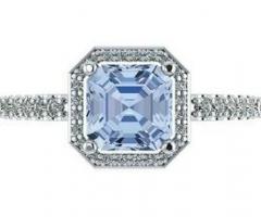 Sparkle with Elegance in Our 2.00ct Asscher Cut Halo Engagement Ring
