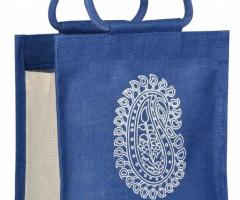 Buy Jute Cottage Paisley Bright blue Zipper Lunch Bag  In Online
