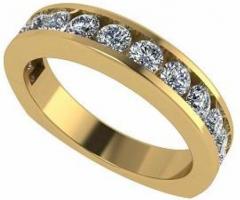 Forever Brilliance Channel Set CZ Anniversary Band - 14k Gold, Size 11"