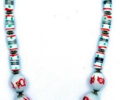 Red & white design beads necklace in Chennai - Akarshans