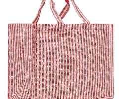 Shop In Online Jute Cottage Stripe Fabric Pink Colour Bag From India
