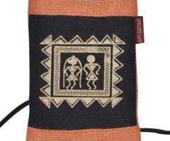 Buy Jute Cottage Warli Printed Sling Mobile Bag in Onlne india