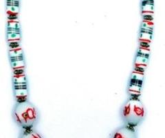 Red & white design beads necklace in Hyderabad - Akarshans