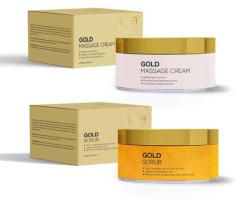 Indulge in Gold: Massage Cream & Facial Scrub Skin Care Combo