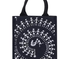 Buy Warli Zipper Lunch Bag Online In India (Black colour)