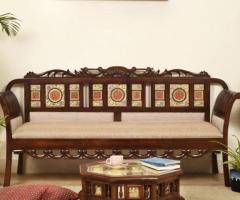 Opulent 3-Seater Wooden Sofa: Indulge in Luxury Now! - 1