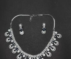 Buy Rhodium-Plated Diamond Studded Necklace Set for Women At Aakarshans - pune