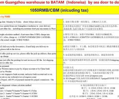 Door to door shipping service from Guangzhou to Batam