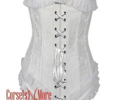 White Brocade Front Lace Frill Net Design Gothic Waist