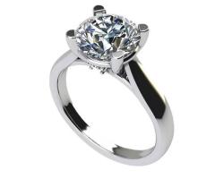 NANA Silver 6.5mm Round Cut Zirconia Solitaire Engagement Ring - Platinum Plated (Size 4)