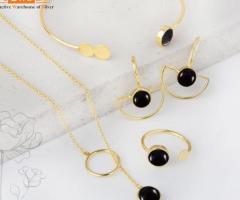 Stunning Black Agate Jewelry Set for Sale - 1