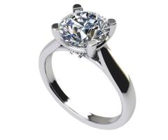 NANA Silver 6.5mm Round Cut Zirconia Solitaire Engagement Ring - Platinum Plated - 1