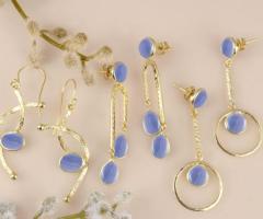 Exquisite Blue Lace Agate Earrings Set for Women - 1