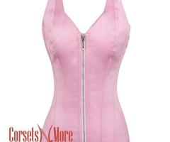 Baby Pink Satin Gothic Overbust Corset - 1
