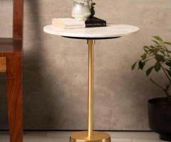 Buy Bristol End Table In White & Gold Colour up to 60%off