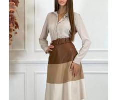 Stylish Combination: Offwhite Blouse & Leather Skirt | Fashion Essentials