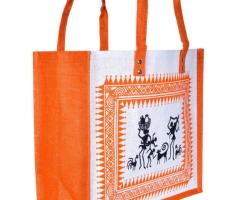 Shop Fancy Jute warli Printed Zipper Bags Online In India