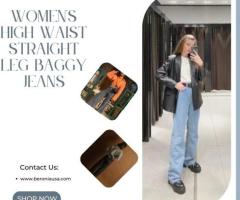 Women's High Waist Straight Leg Baggy Jeans