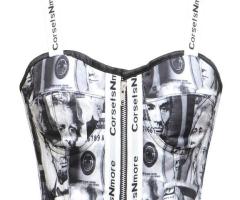 Show off Your Style with Dollars Print Cotton Corset Crop Top