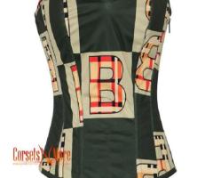 Command Attention in Army Green Printed Cotton Corset