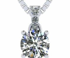 "Introducing the epitome of sophistication: Our 4 Prong Round Solitaire Simulated Diamond Necklace.