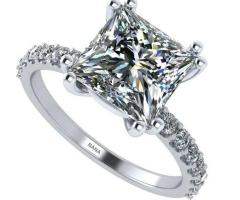 "Eternal Sparkle: Silver Princess Cut Engagement Ring - Size 4"
