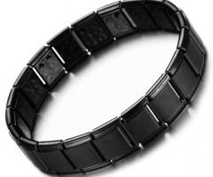 Black Stainless Steel Stretch Arthritis Therapy Bracelet