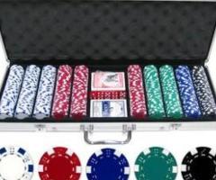 500ct Striped Dice 11.5g Clay Poker Chips Aluminum Case Promo Set - 1