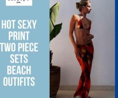 Hot Sexy Print Two Piece Sets Beach Outifits