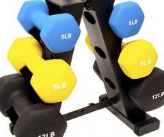 BalanceFrom Colored Neoprene Coated Dumbbell Set with Stand