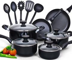 Cook N Home 15-Piece Nonstick Stay Cool Handle Cookware Set