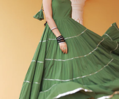 Designer Olive Mulmul Fabric Dress with Gotta Work