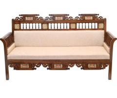 Timeless Luxury: Teak Wood 3-Seater Sofa for Sale!